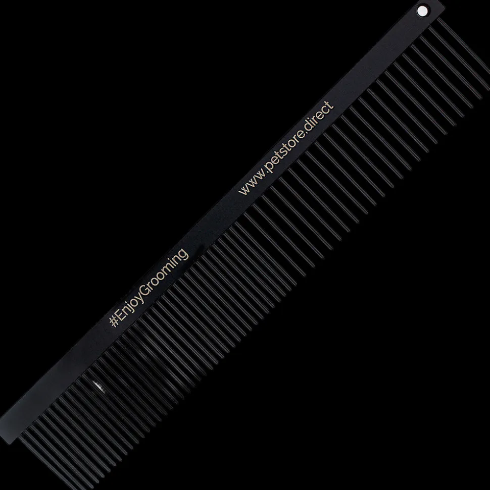 6" Black Premium 50/50 Face Comb by PetStore.Direct