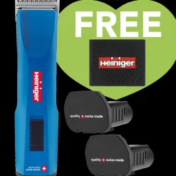 Blue Saphir Cordless Clipper Two Batteries with Free Clipper Grip by Heiniger