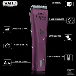 Bravura Lithium Cordless Clipper Purple by Wahl