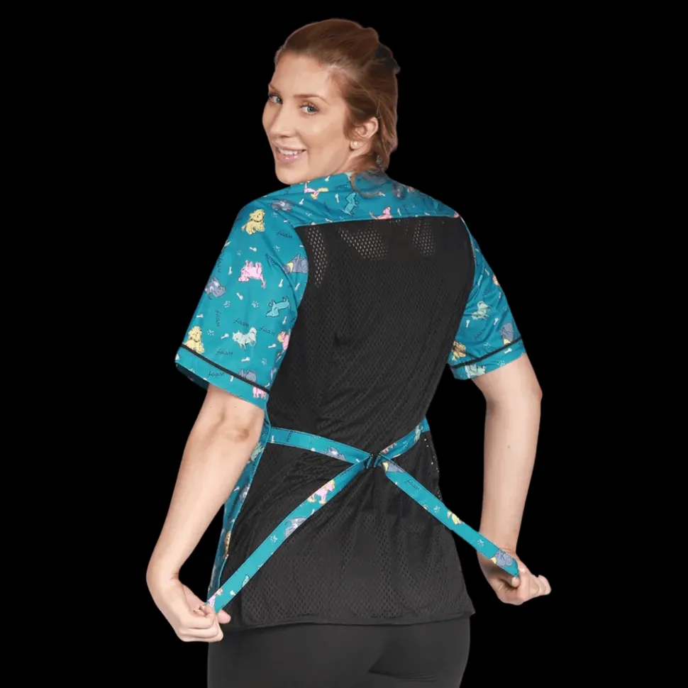 Covered Zipper Waterproof Dog Bathing Jacket Teal by Ladybird Line