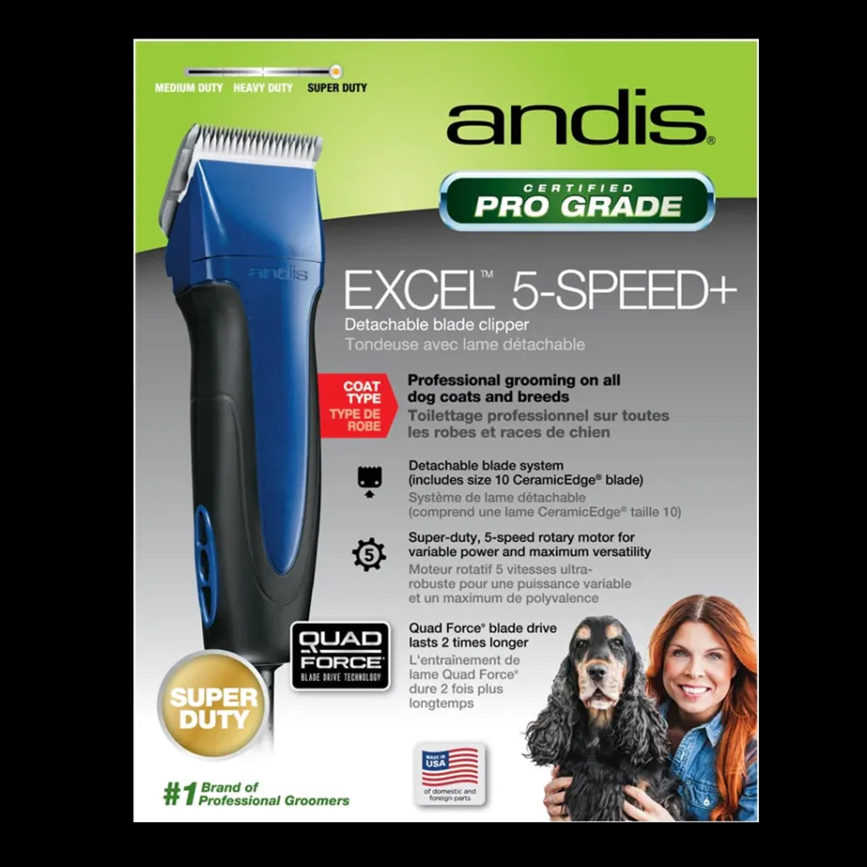 Excel 5-Speed Detachable Blade Clipper Blue by Andis