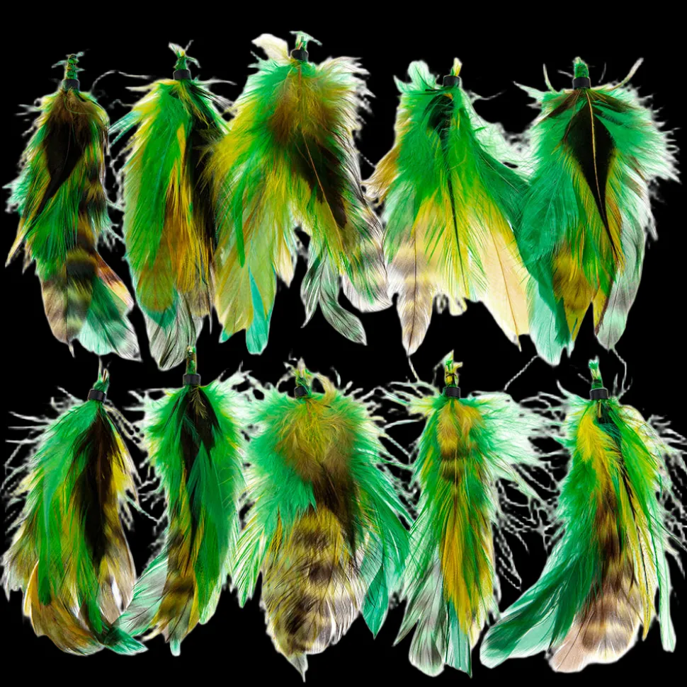 Feather Extension Green and Yellow (Pack of 10) by A Creative Collection