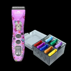 Flash5 5-in-1 Digital Cordless Clipper Purple/Skull with Comb Set by Kenchii