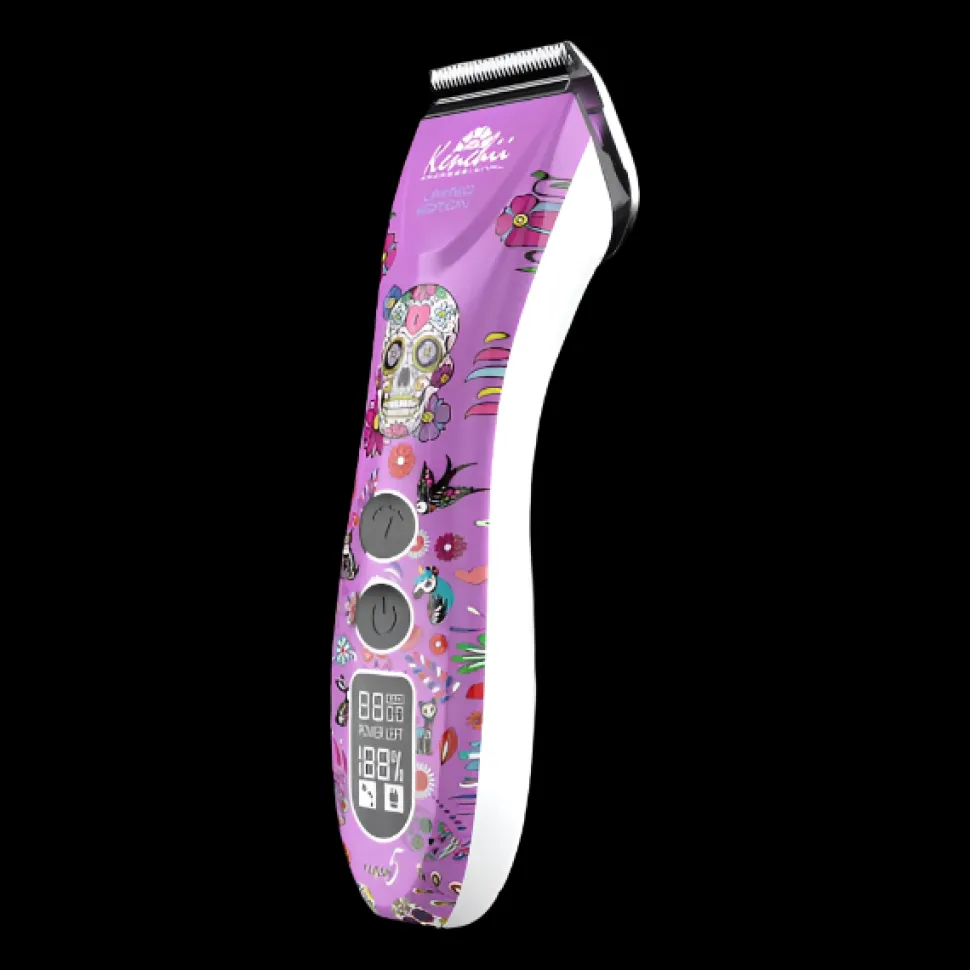 Flash5 5-in-1 Digital Cordless Clipper Purple/Skull with Comb Set by Kenchii
