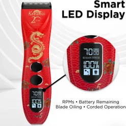 Flash5 5-in-1 Digital Cordless Clipper Red with Comb Set by Kenchii