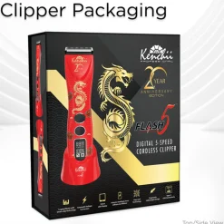 Flash5 5-in-1 Digital Cordless Clipper Red with Comb Set by Kenchii