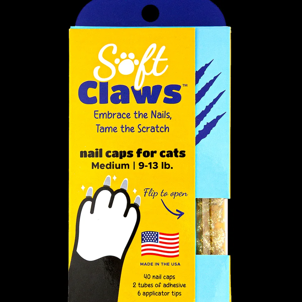 Gold Sparkle Feline Medium Nail Caps by Soft Claws