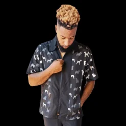 Men's Terrier Print Grooming Jacket by Ladybird Line