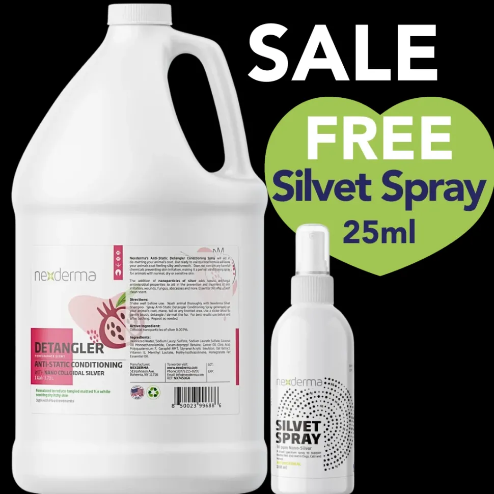 Pomegranate Detangler Spray Gallon with Free Silvet Spray 25ml by Nexderma