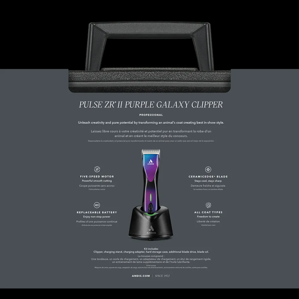 Pulse ZR II Purple Clipper with Free 4FW and 5FW Blades by Andis