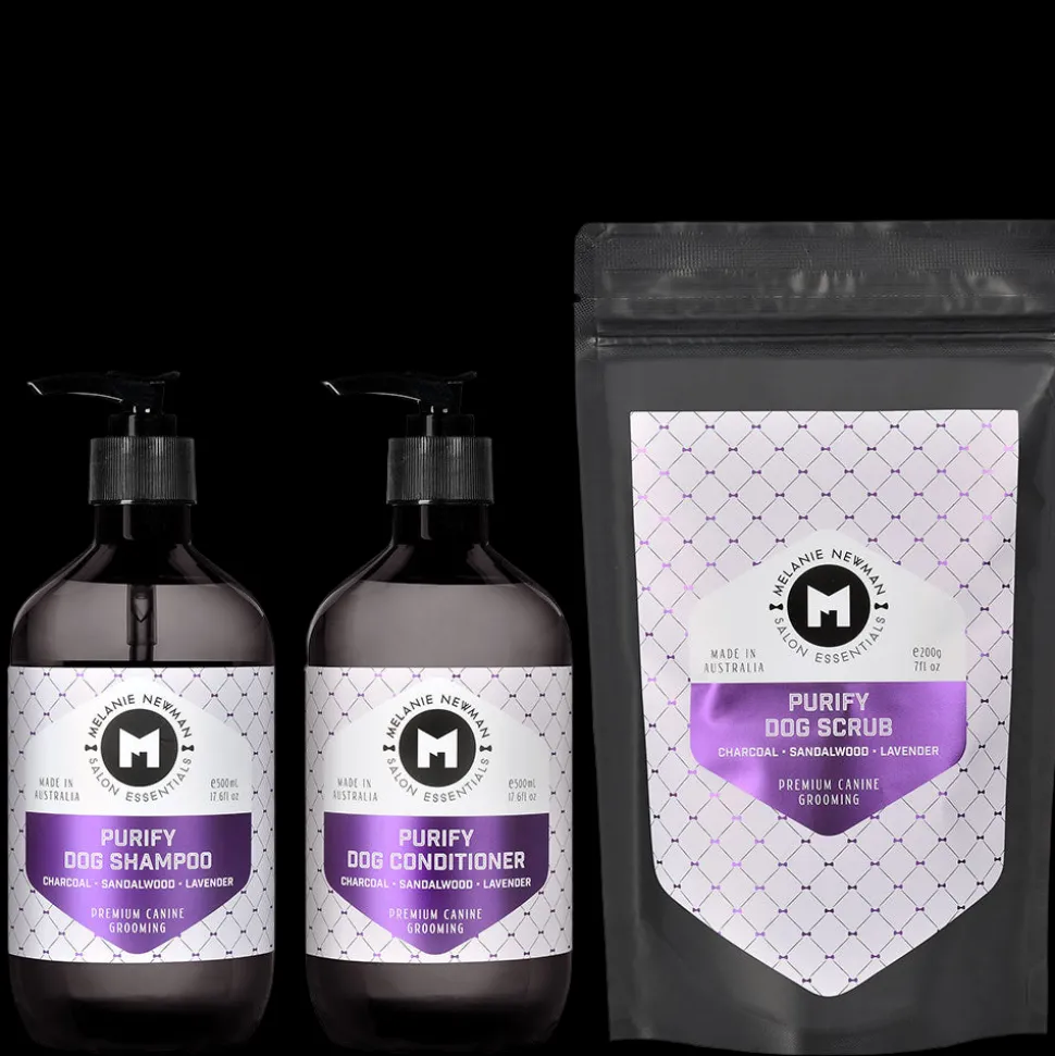 Purify Shampoo 500ml, Conditioner 500ml, Scrub 200g by Melanie Newman