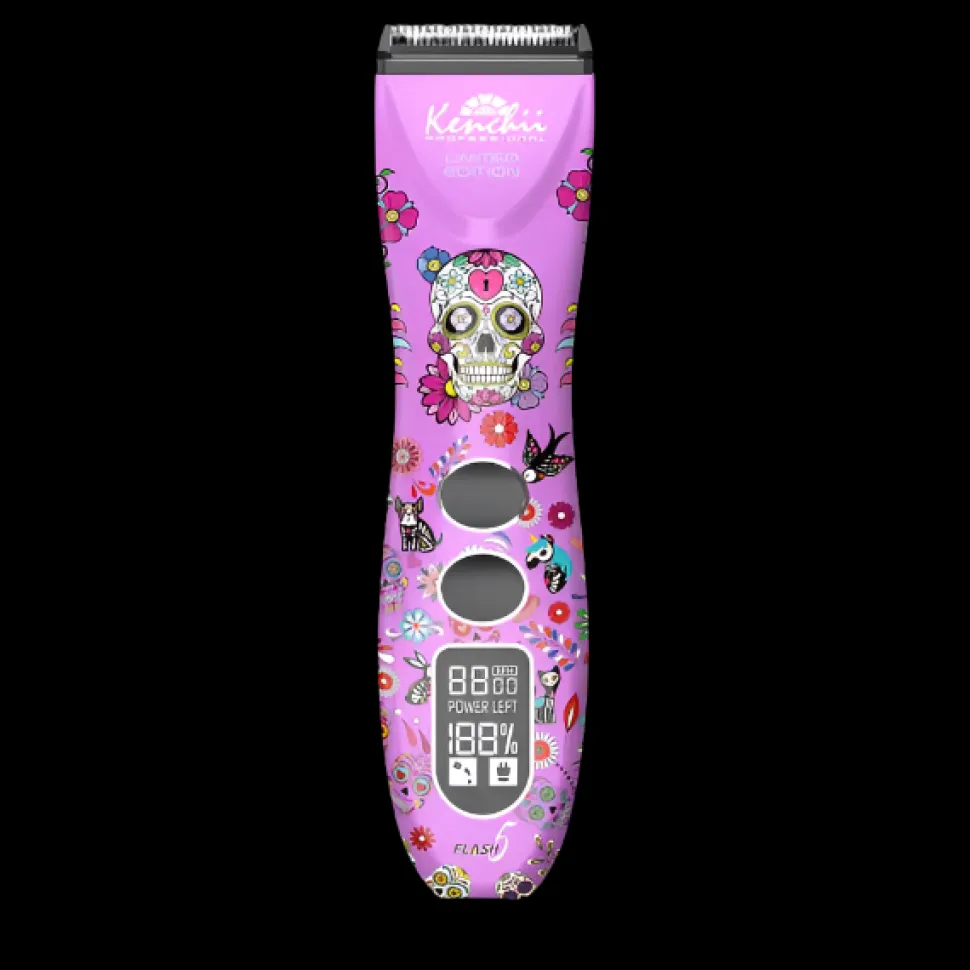 Re-designed Flash5 5-in-1 Digital Cordless Clipper Purple/Skull by Kenchii
