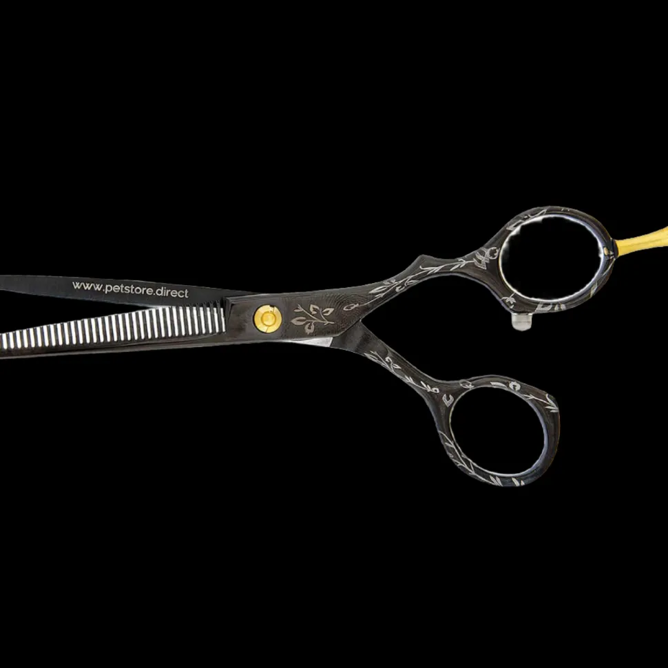 5.5" 35T Black Floral Thinning Shears by PetStore.Direct