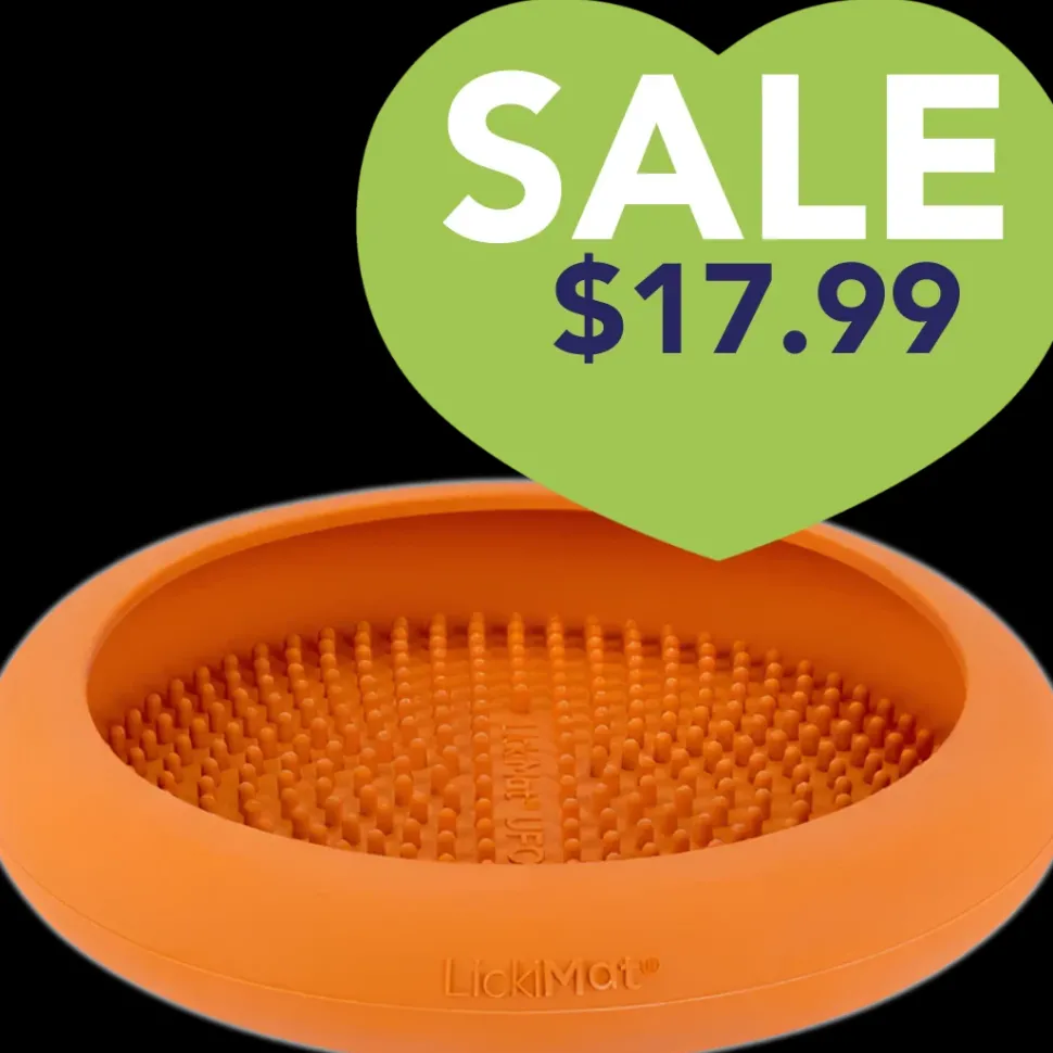 UFO Slow Feeder Dog Bowl Orange by LickiMat