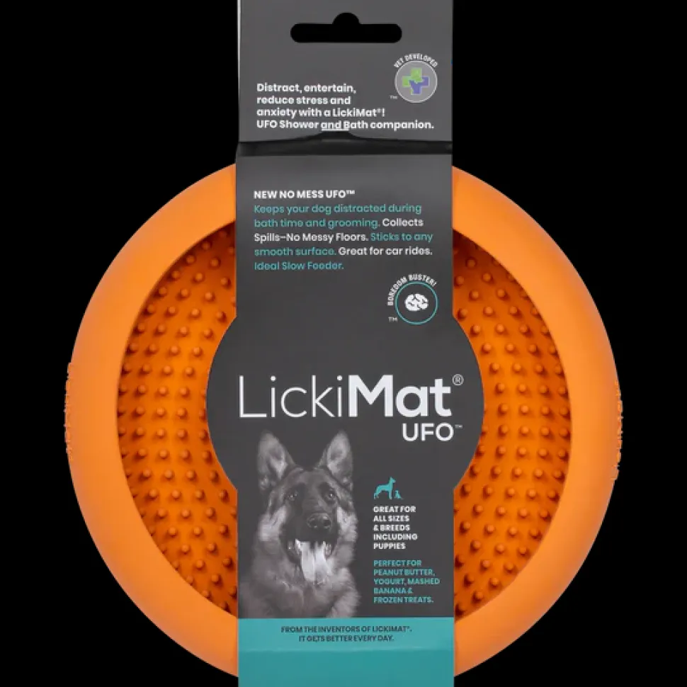 UFO Slow Feeder Dog Bowl Orange by LickiMat