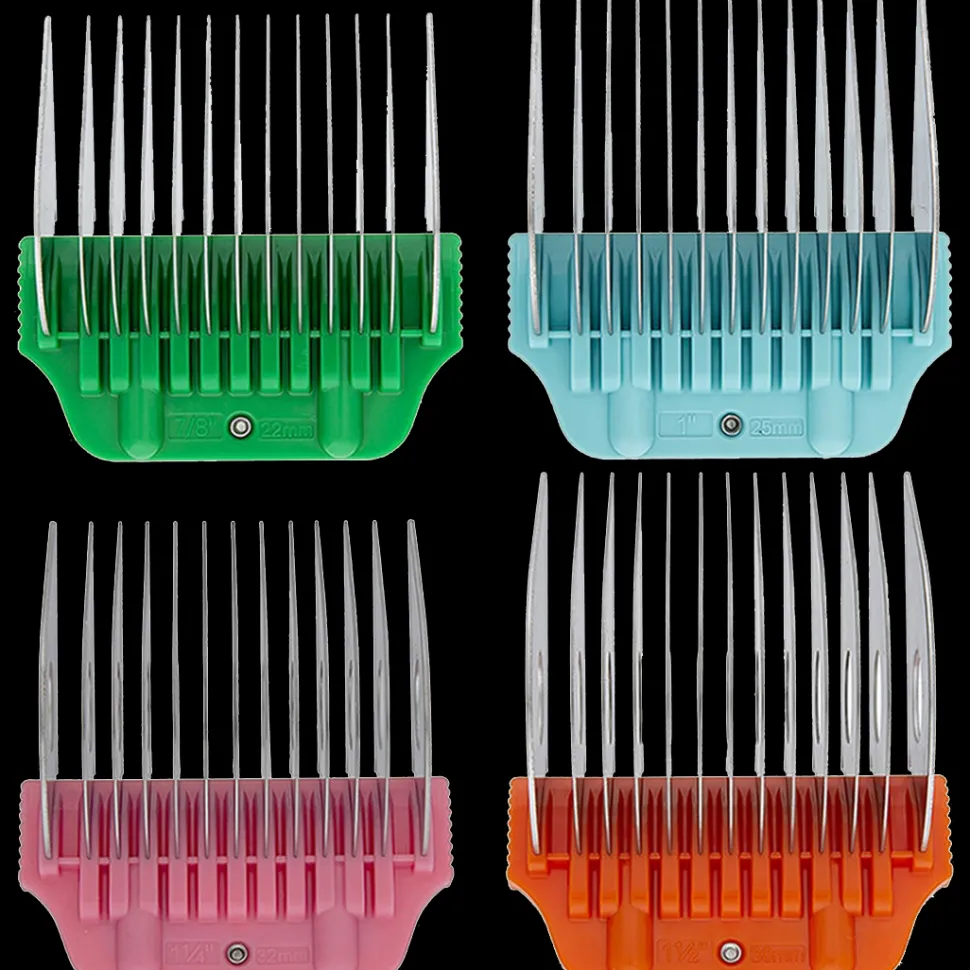 Wide Colored Combs Set of 4 (7/8" through 1 1/2″) by PetStore.Direct