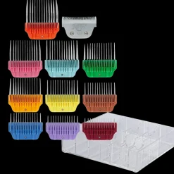 Wide Colored Combs Set of 10 and 30W Blade With Clear Holder by PetStore.Direct