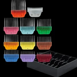 Wide Colored Combs Set of 10 and 30W Blade With Black Holder by PetStore.Direct