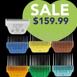 Wide Combs Colored Set of 6 (3/8″ through 1″) with 30W Blade by PetStore.Direct